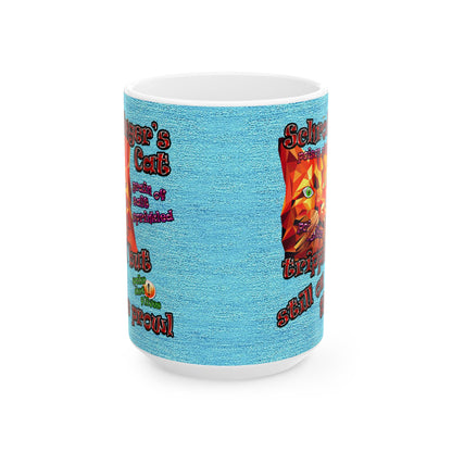 schrodinger's cat - White Mug (faded blue)