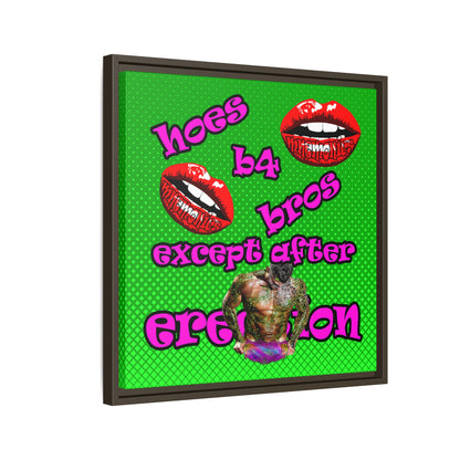 hoes b4 bros - framed canvas art (logo green)