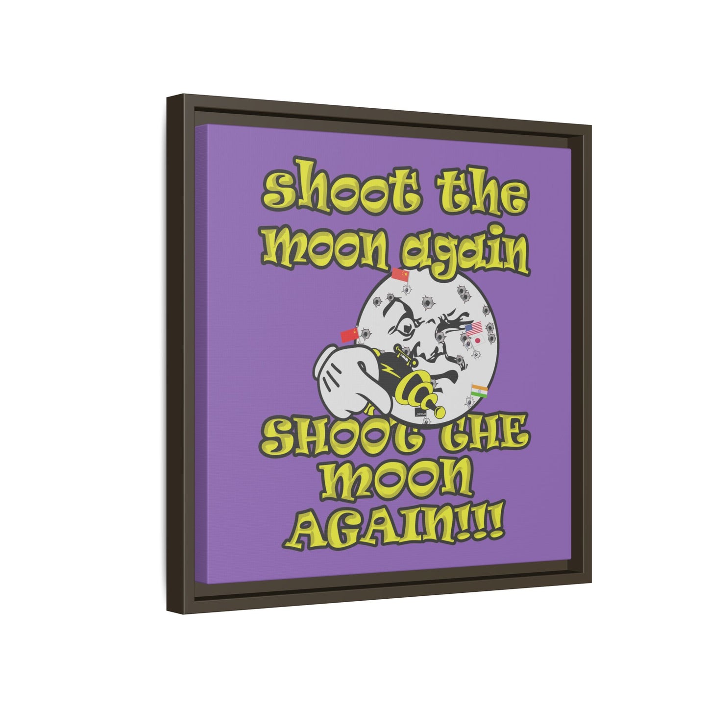shoot the moon again - framed canvas art (light purple)