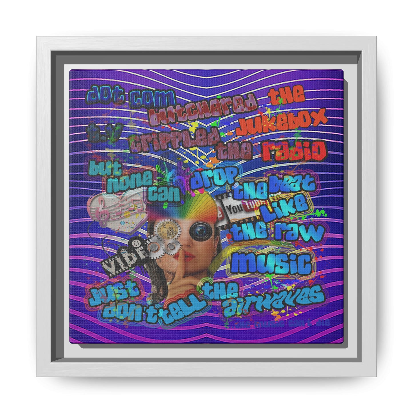 drop the beat - framed canvas art (purple wave)