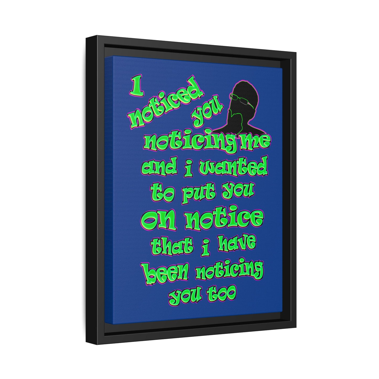 noticed you noticing - framed canvas art (dark blue)