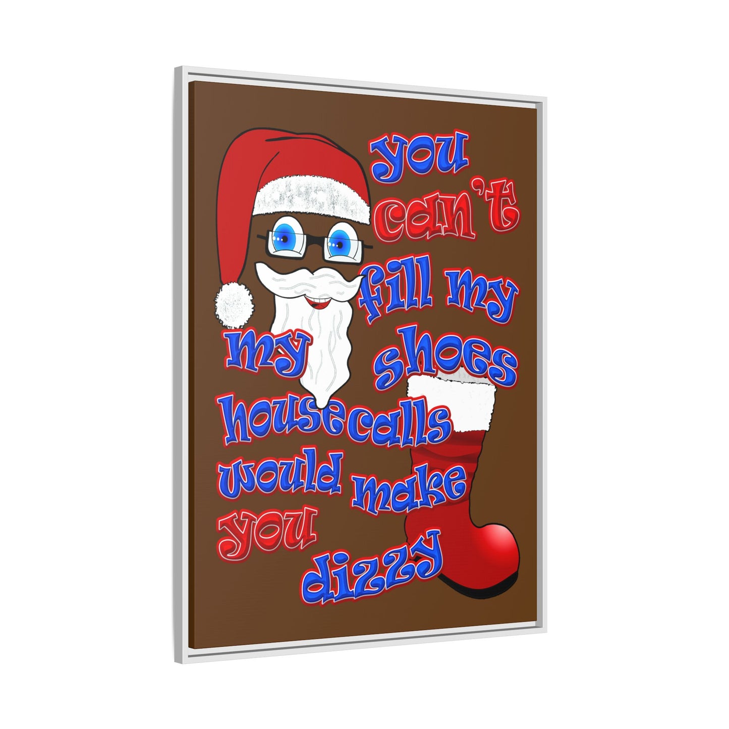 santa's shoes - framed canvas art (brown)