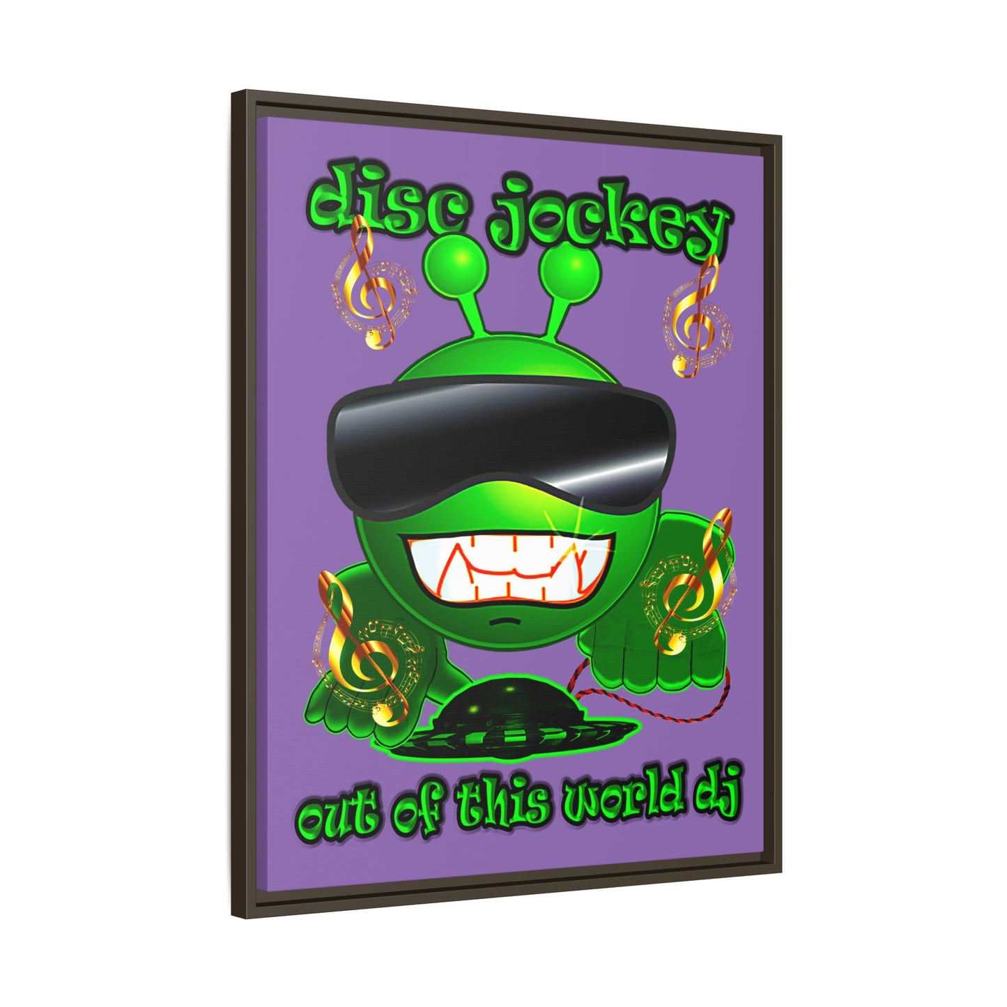 disc jockey - framed canvas art (light purple)