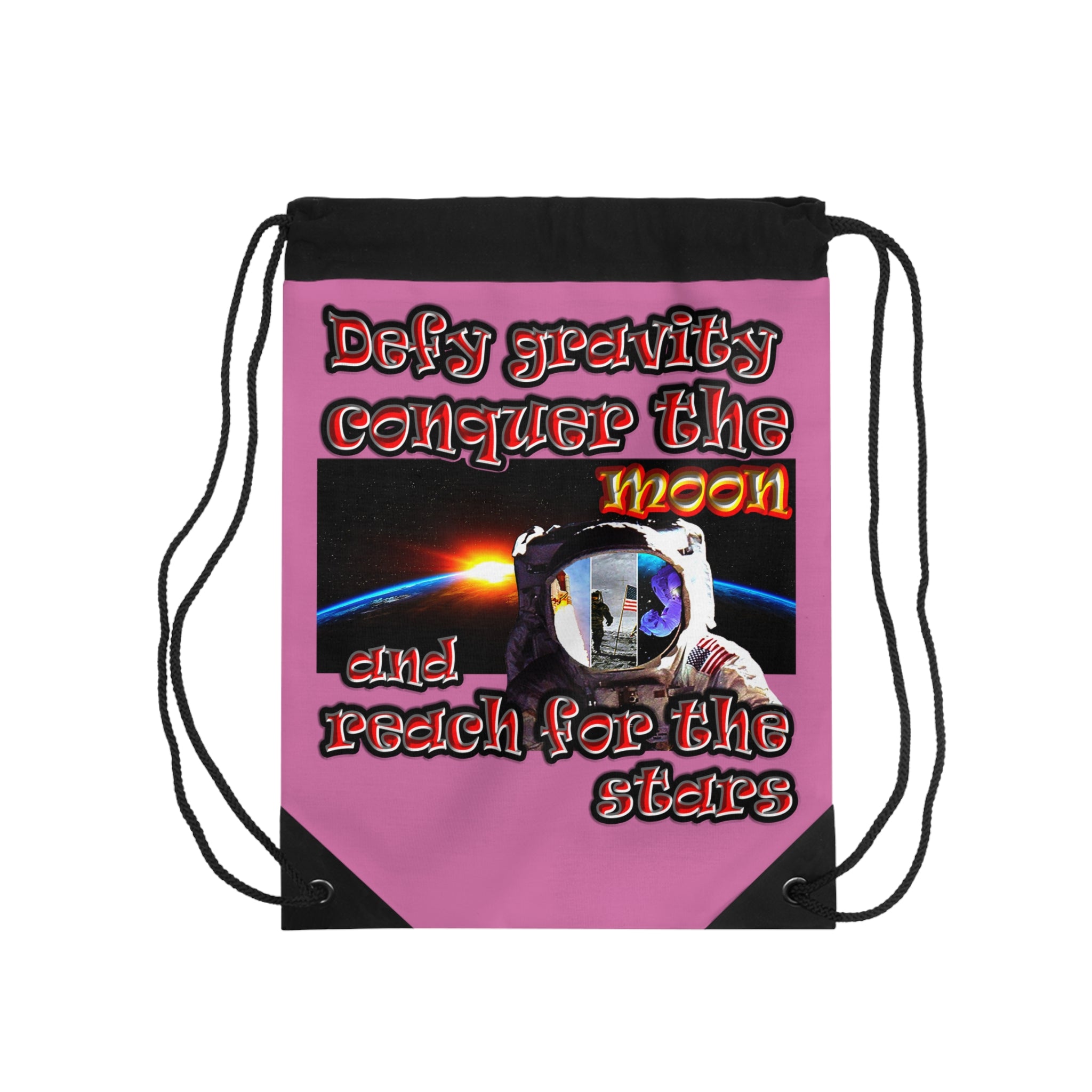 defy conquer reach - Drawstring Bag (light pink)