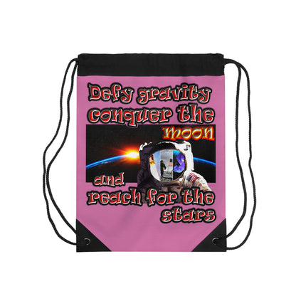 defy conquer reach - Drawstring Bag (light pink)