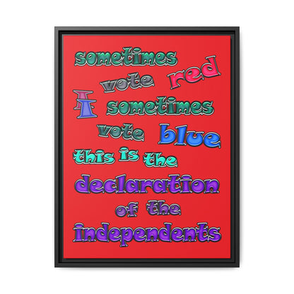 declaration of the independents - framed canvas art (red)