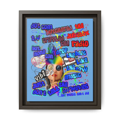 drop the beat - framed canvas art (light blue)