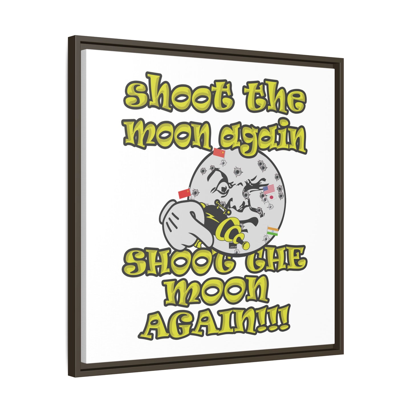 shoot the moon again - framed canvas art (white)