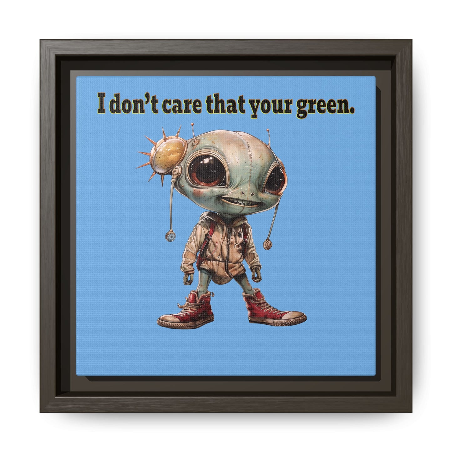 I don't care that your green - framed canvas art (light blue)