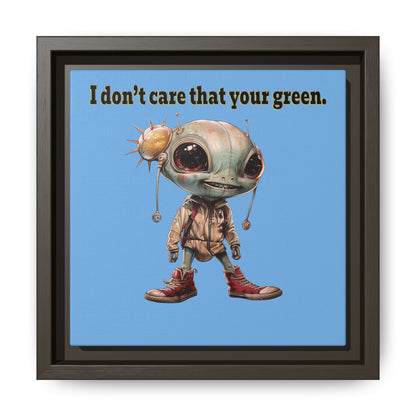 I don't care that your green - framed canvas art (light blue)