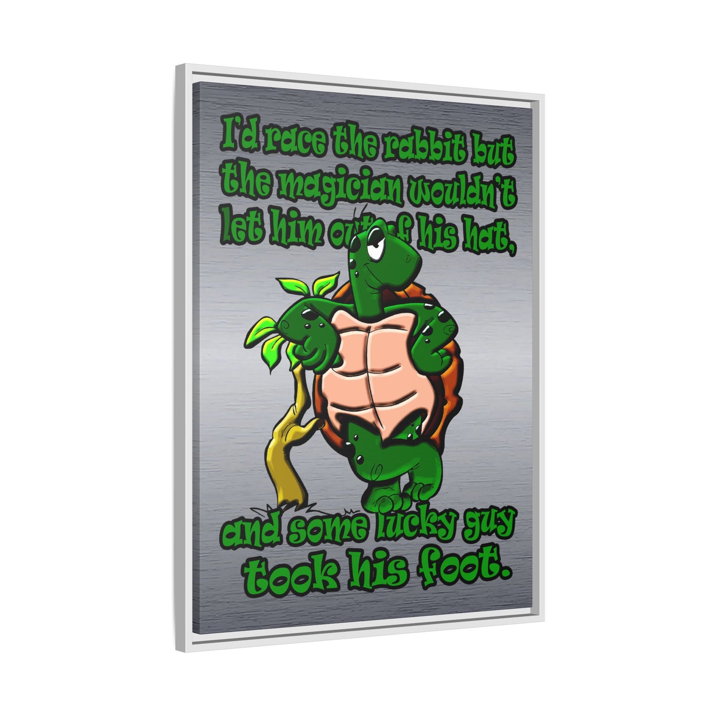 turtle race - framed canvas art (brushed nickel)