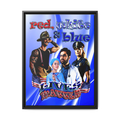 rw&b lives matter - framed canvas art (blue-white wave)