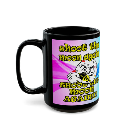 shoot the moon again - Black Mug (light blue-pink wave)