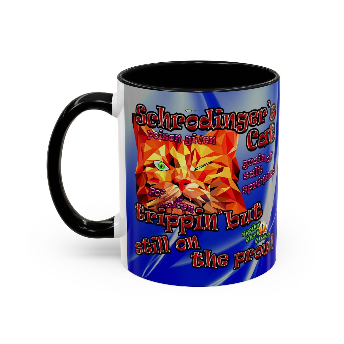 schrodinger's cat - Accent Mug (blue-white wave)