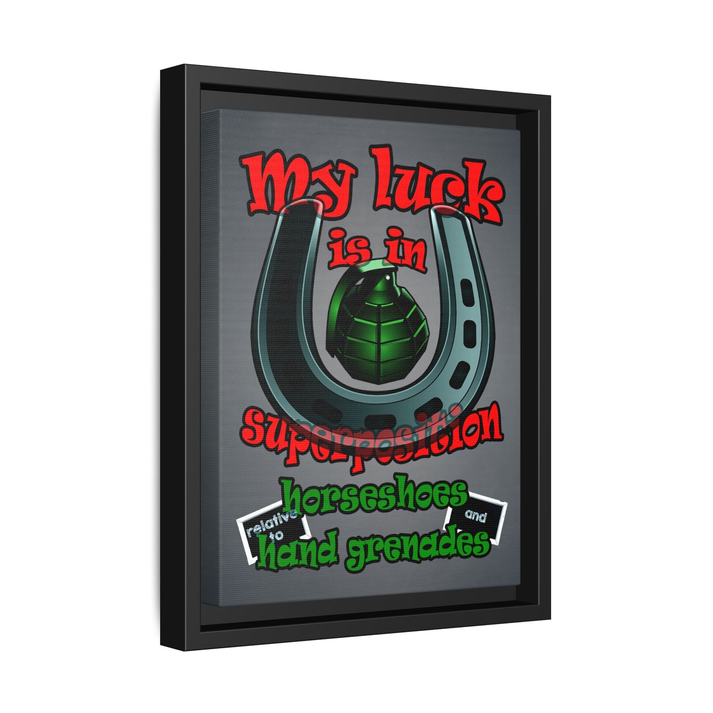 my luck - framed canvas art (grey-light grey)