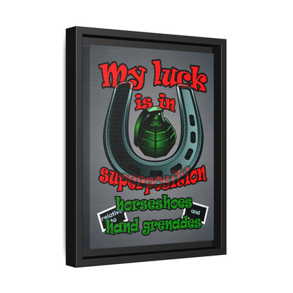 my luck - framed canvas art (grey-light grey)