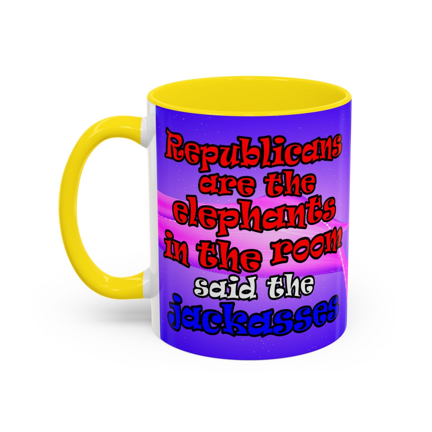 donkeys and elephants - Accent Mug (purple-pink wave)