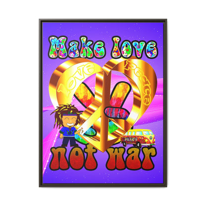 love peace - framed canvas art (purple-pink wave)