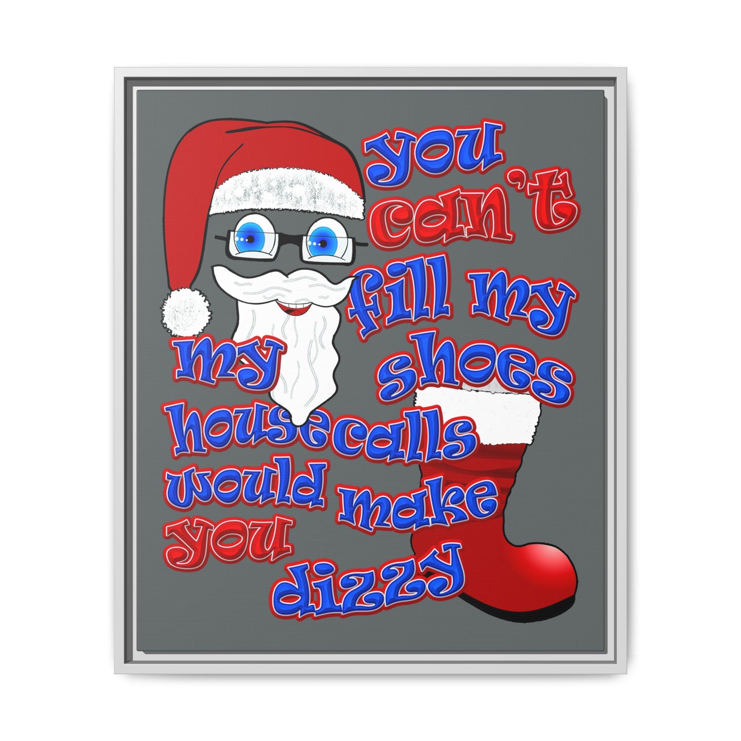 santa's shoes - framed canvas art (dark grey)