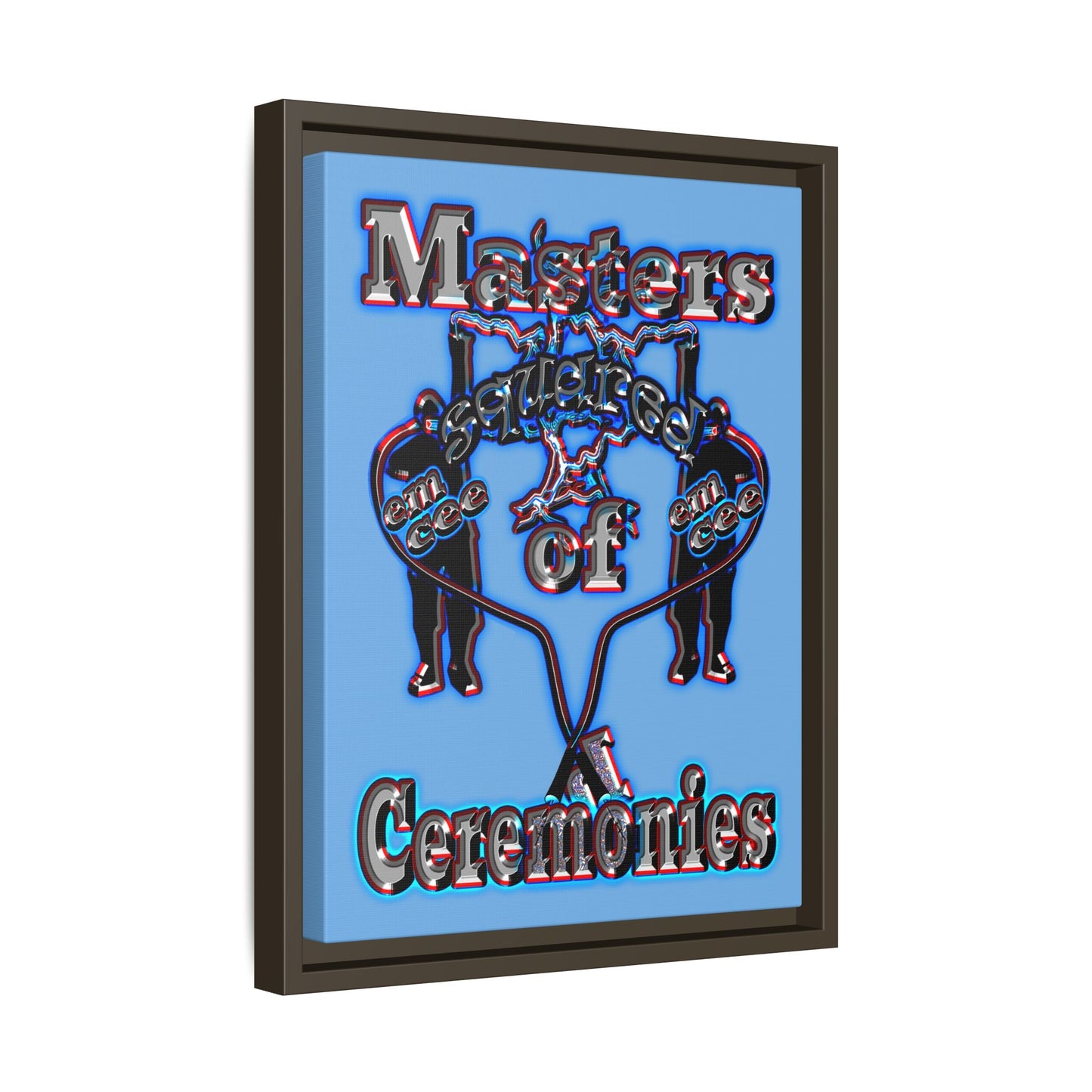 em cee squared - framed canvas art (light blue)