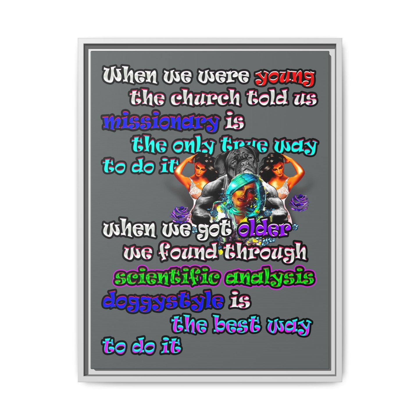 doggystyle - framed canvas art (dark grey)