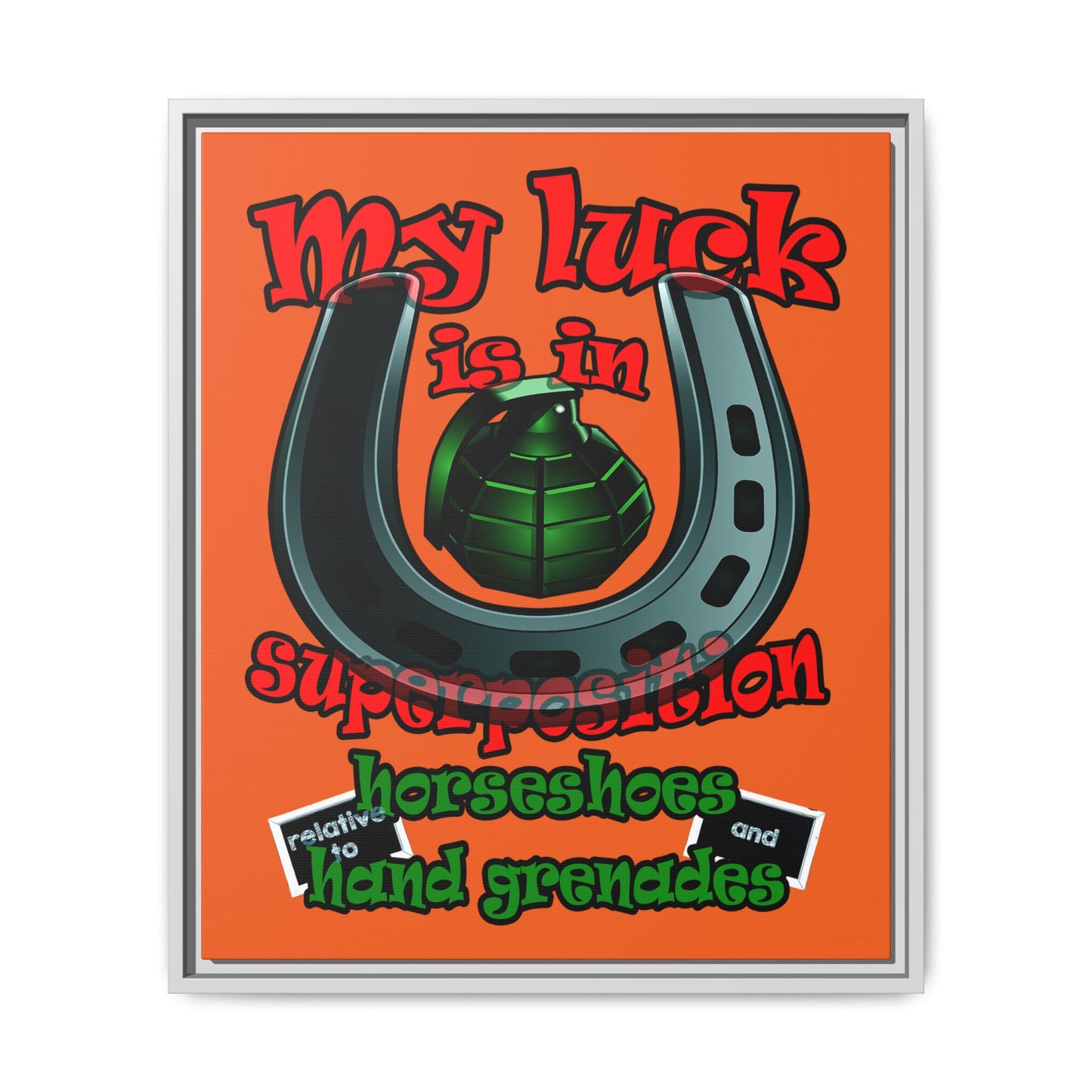 my luck - framed canvas art (orange)