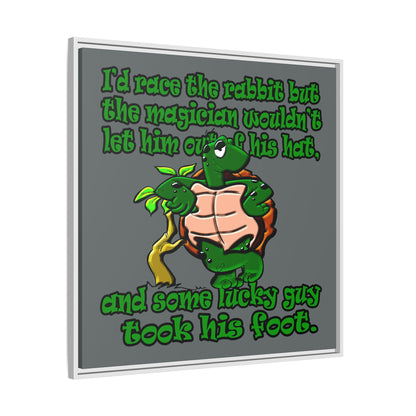 turtle race - framed canvas art (dark grey)