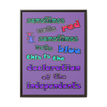 declaration of the independents - framed canvas art (light purple)