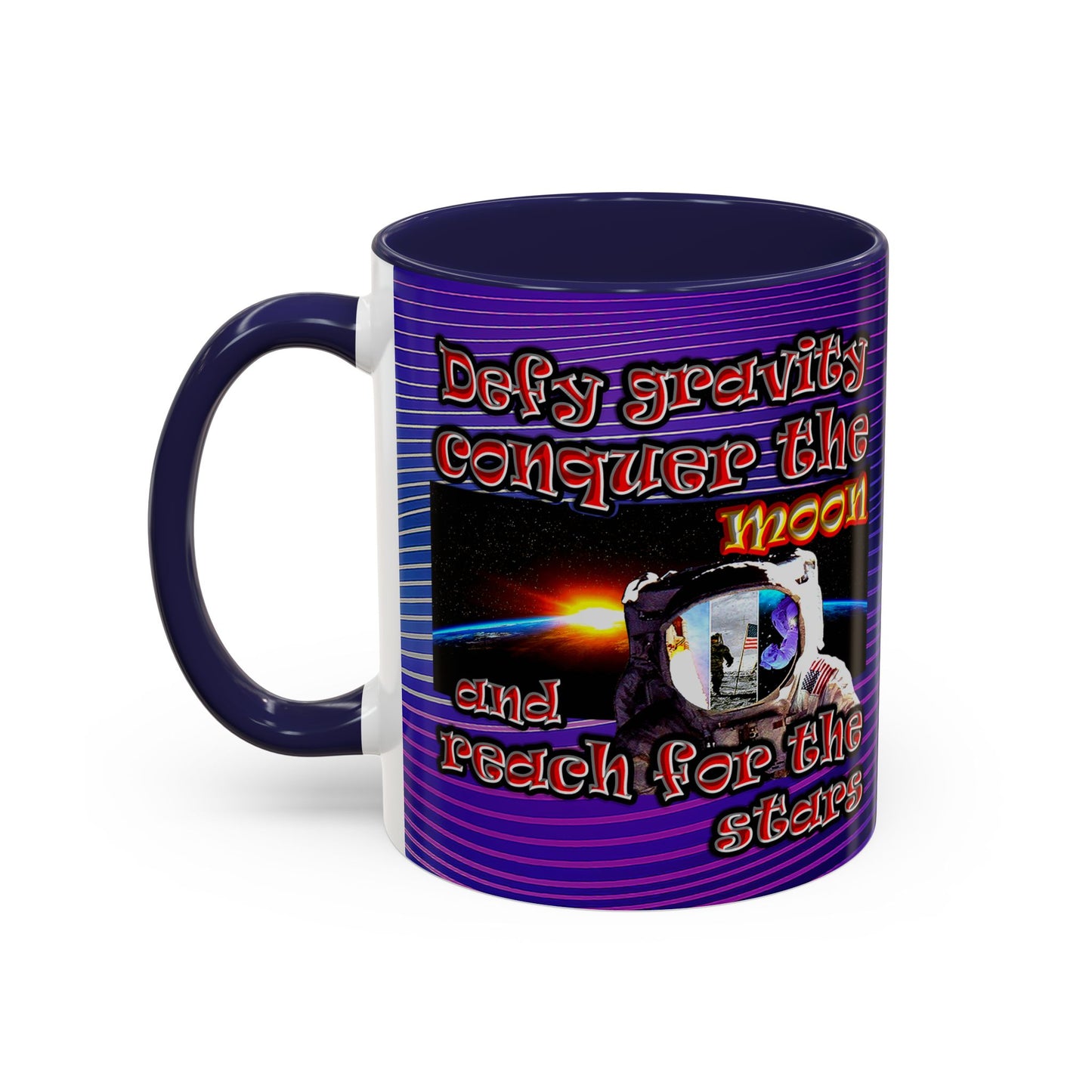 defy conquer reach - Accent Mug (purple wave)