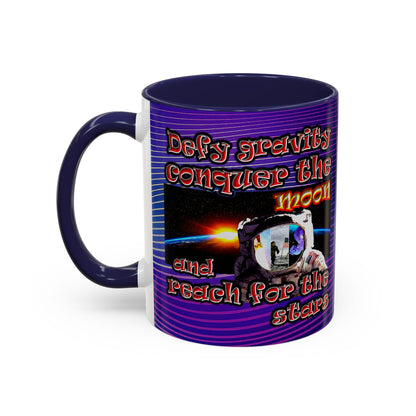 defy conquer reach - Accent Mug (purple wave)