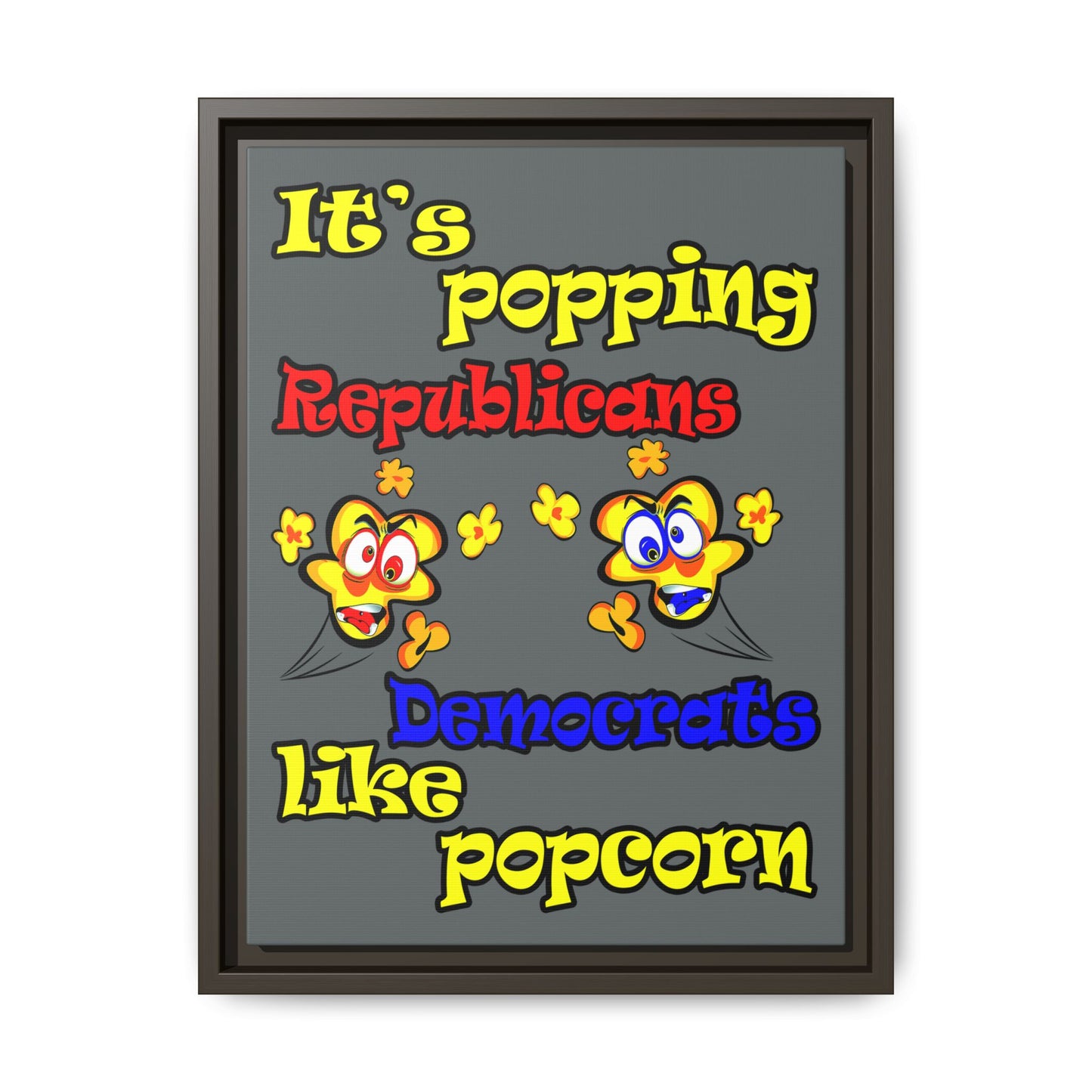 popping like popcorn - framed canvas art (dark grey)
