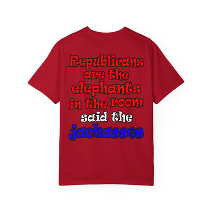 donkeys and elephants - Unisex Garment-Dyed T-shirt