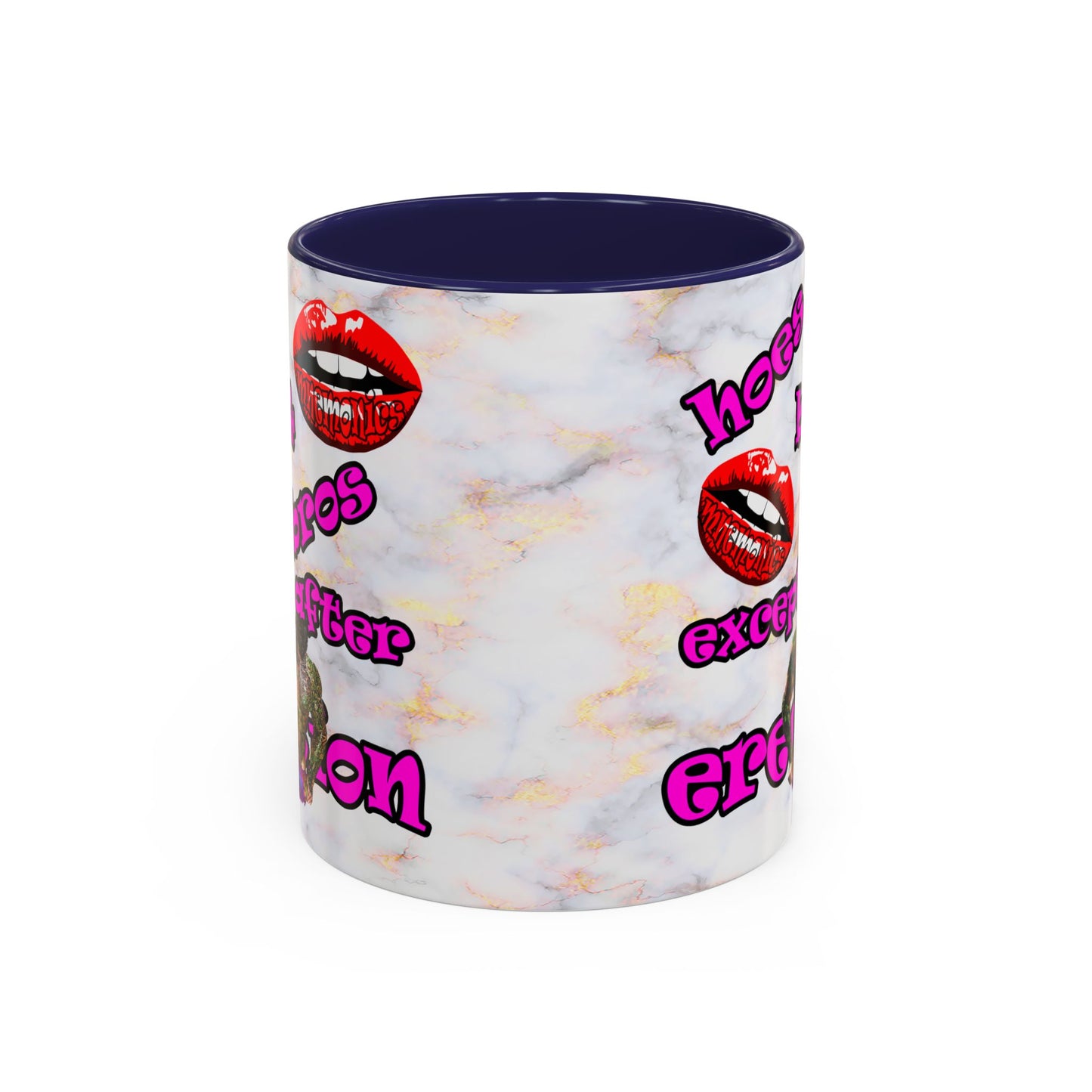 hoes b4 bros - Accent Mug (white marble)