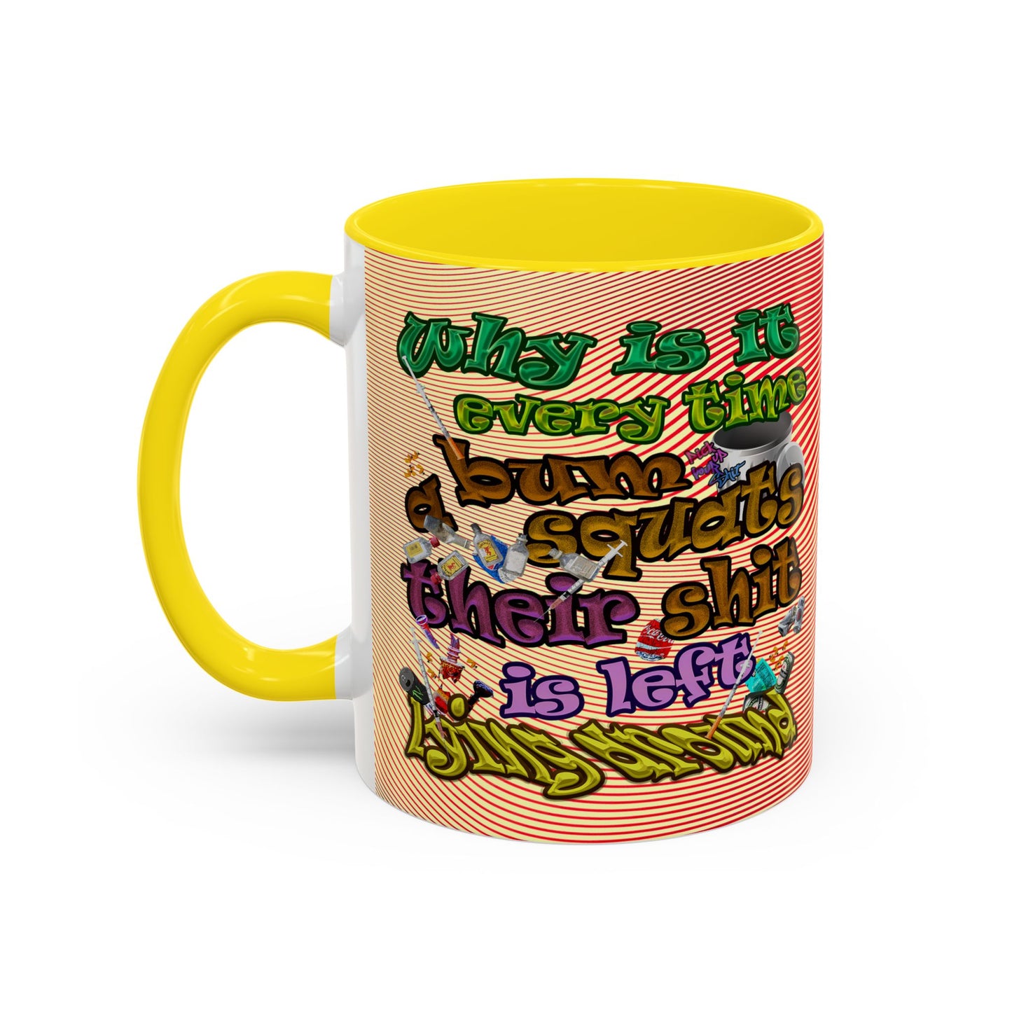 the bum's shit - Accent Mug (yellow-orange wave)