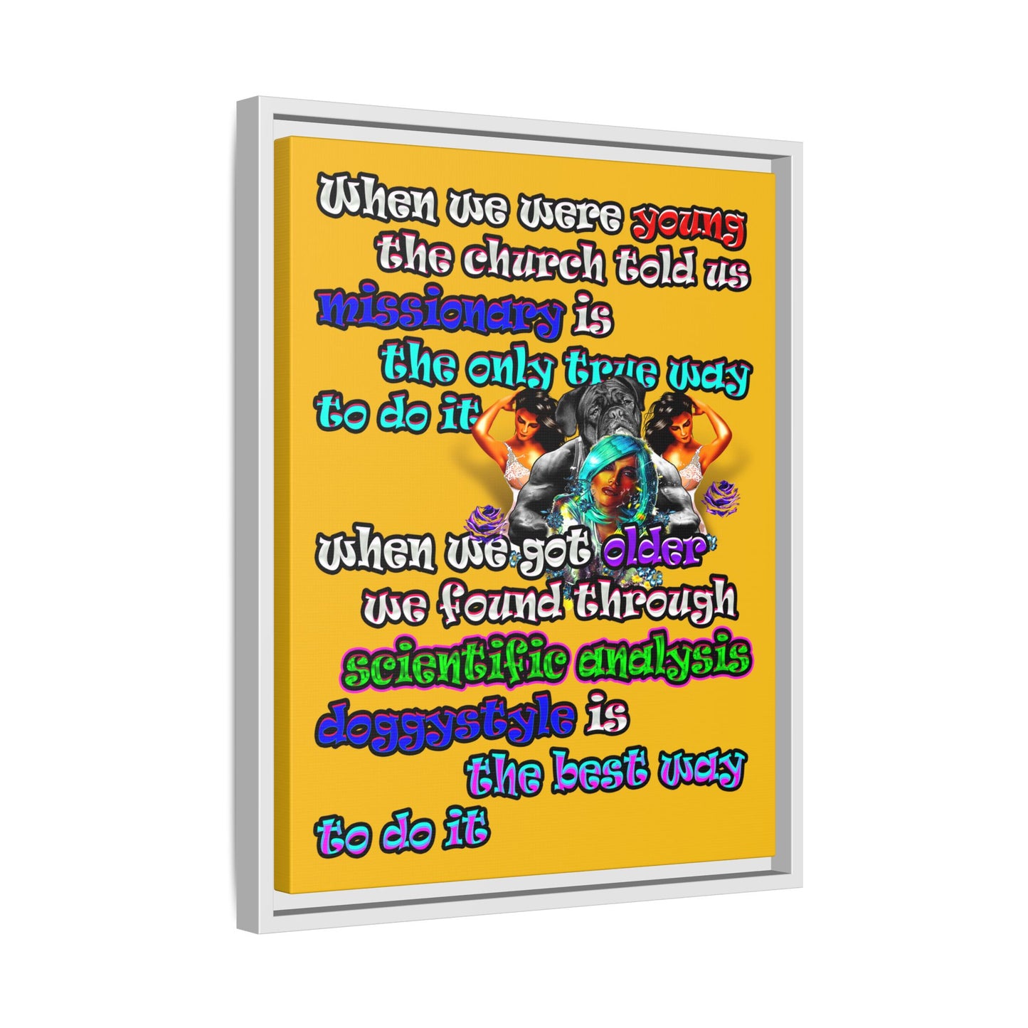 doggystyle - framed canvas art (yellow)