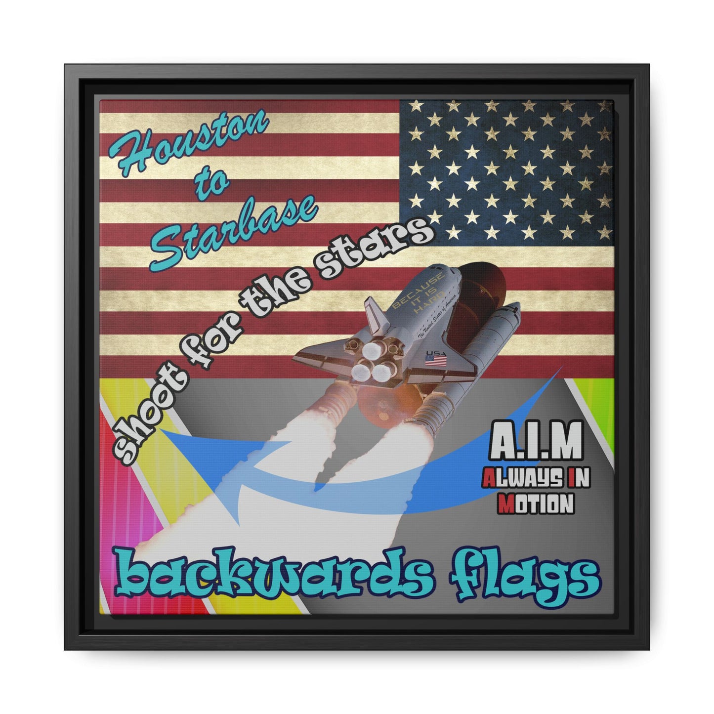 shoot for the stars - framed canvas art (rainbow split)