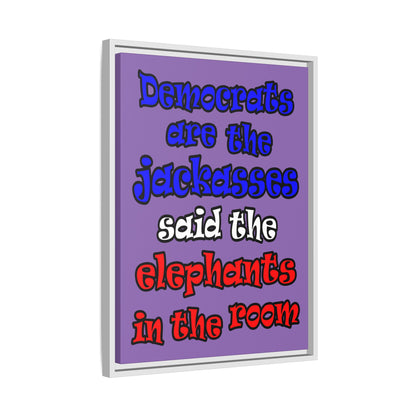 donkeys and elephants - framed canvas art (light purple)