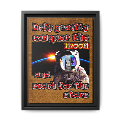 defy conquer reach - framed canvas art (brown papyrus)