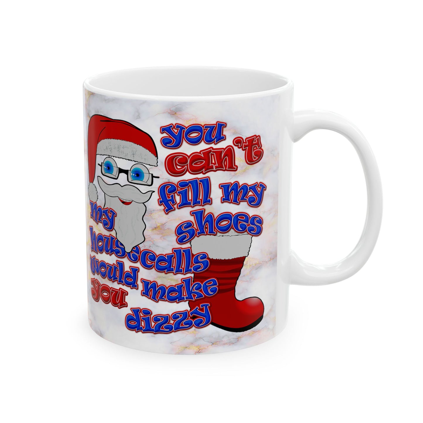 santa's shoes - White Mug (white marble)