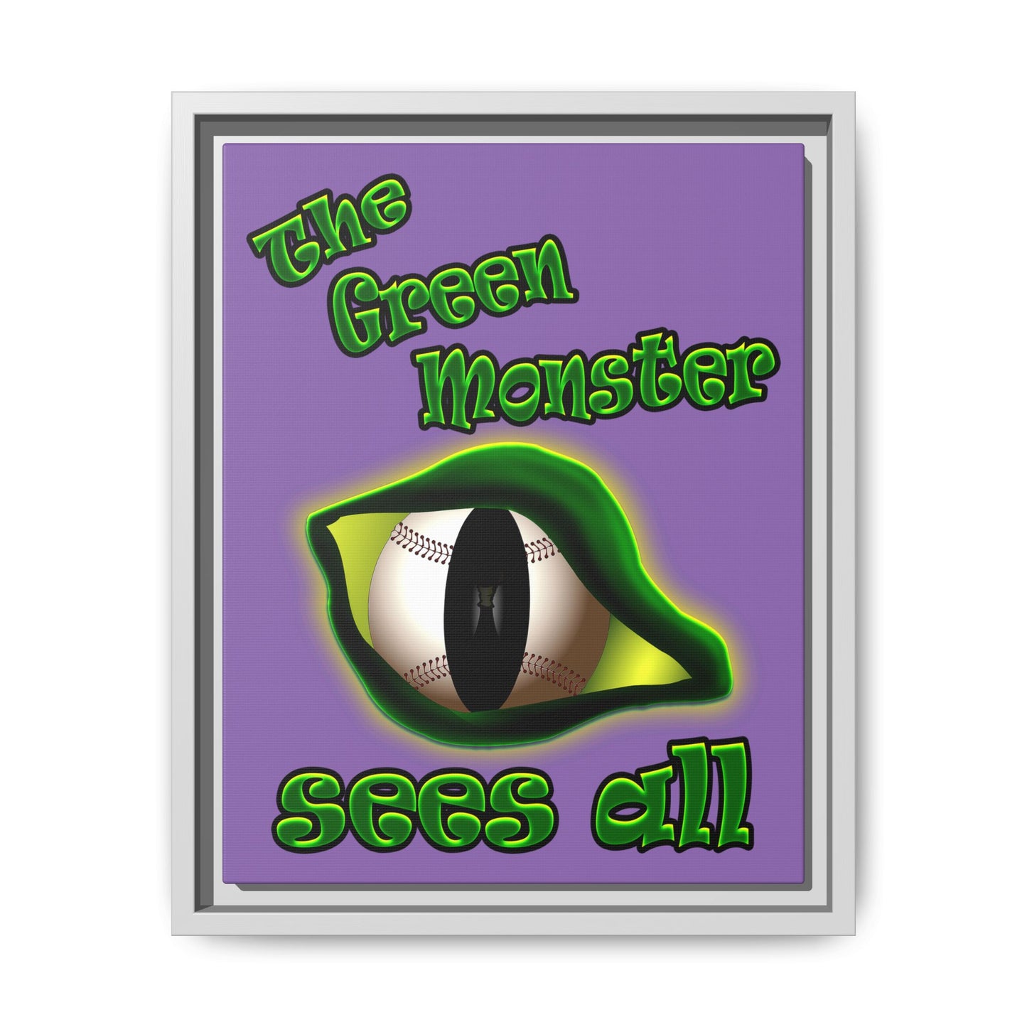 green monster - framed canvas art (light purple)