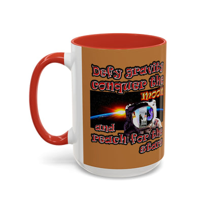 defy conquer reach - Accent Mug (light brown)