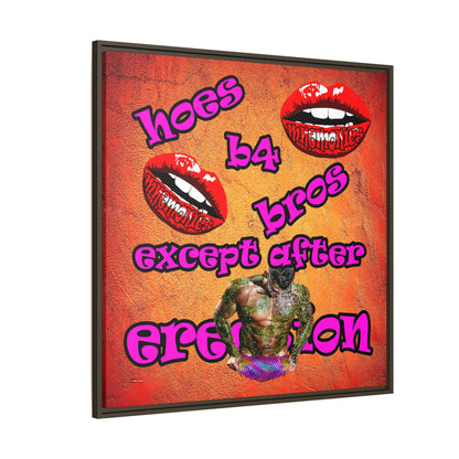 hoes b4 bros - framed canvas art (burnt orange)