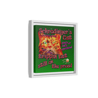 schrodinger's cat - framed canvas art (logo green)