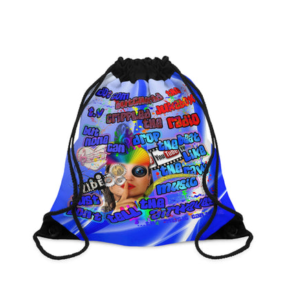 drop the beat - Drawstring Bag (blue-white wave)