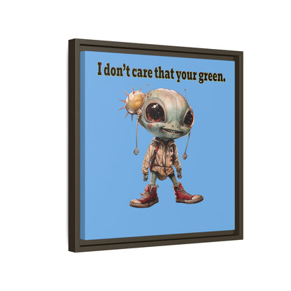 I don't care that your green - framed canvas art (light blue)