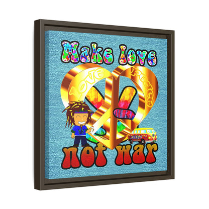love peace - framed canvas art (faded blue)
