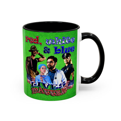 rw&b lives matter - Accent Mug (green turf)