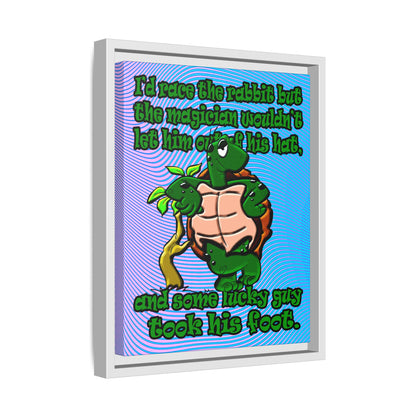 turtle race - framed canvas art (light blue-purple wave)