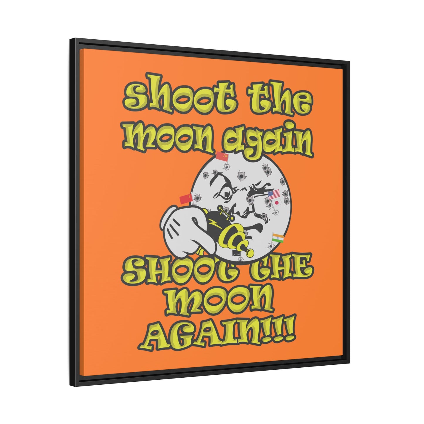 shoot the moon again - framed canvas art (crusta)