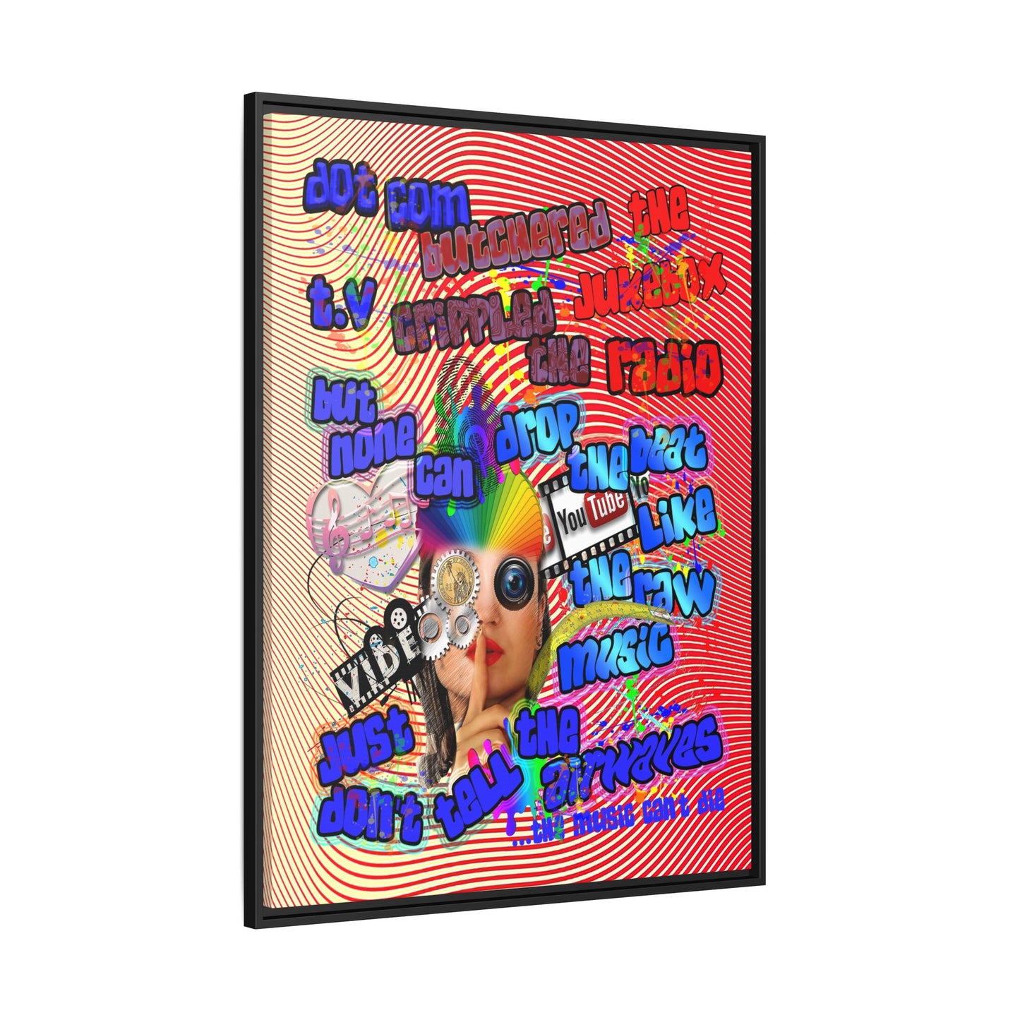 drop the beat - framed canvas art (yellow-orange wave)